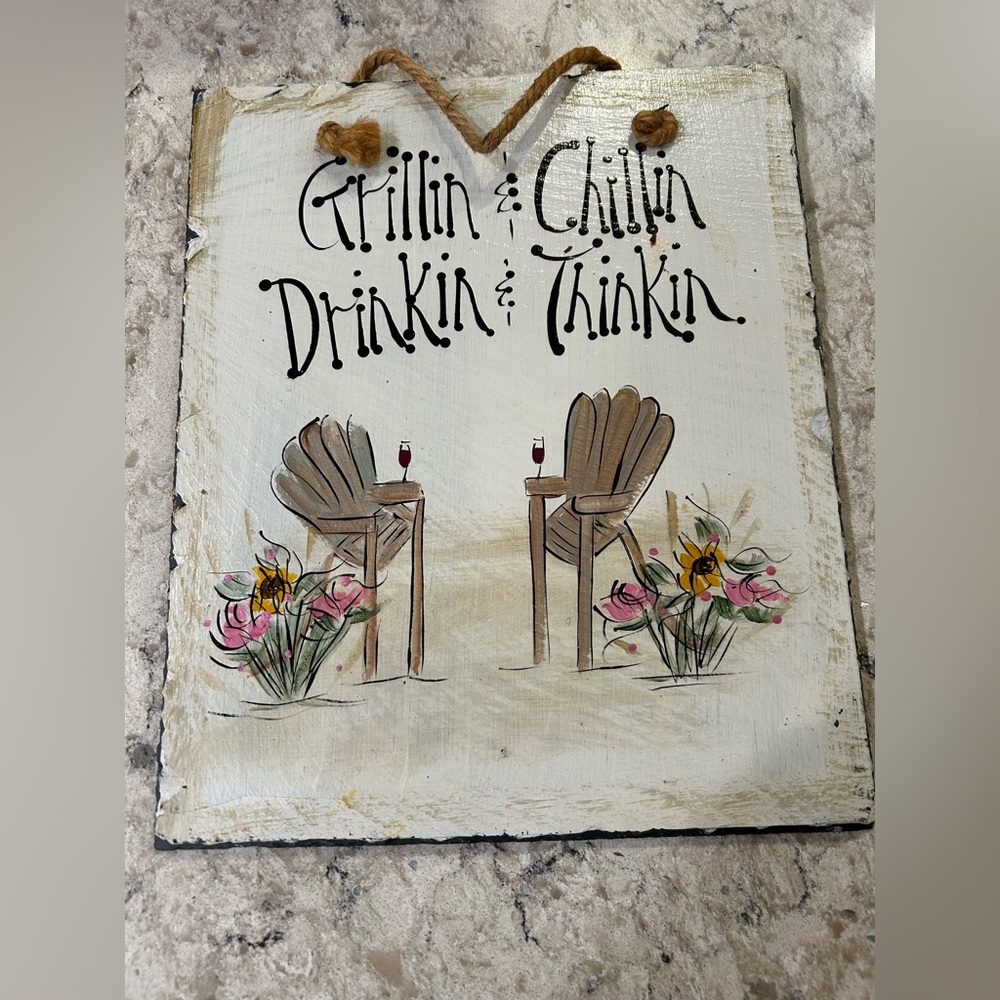 Grillin & Chillin Decorative Slate Sign